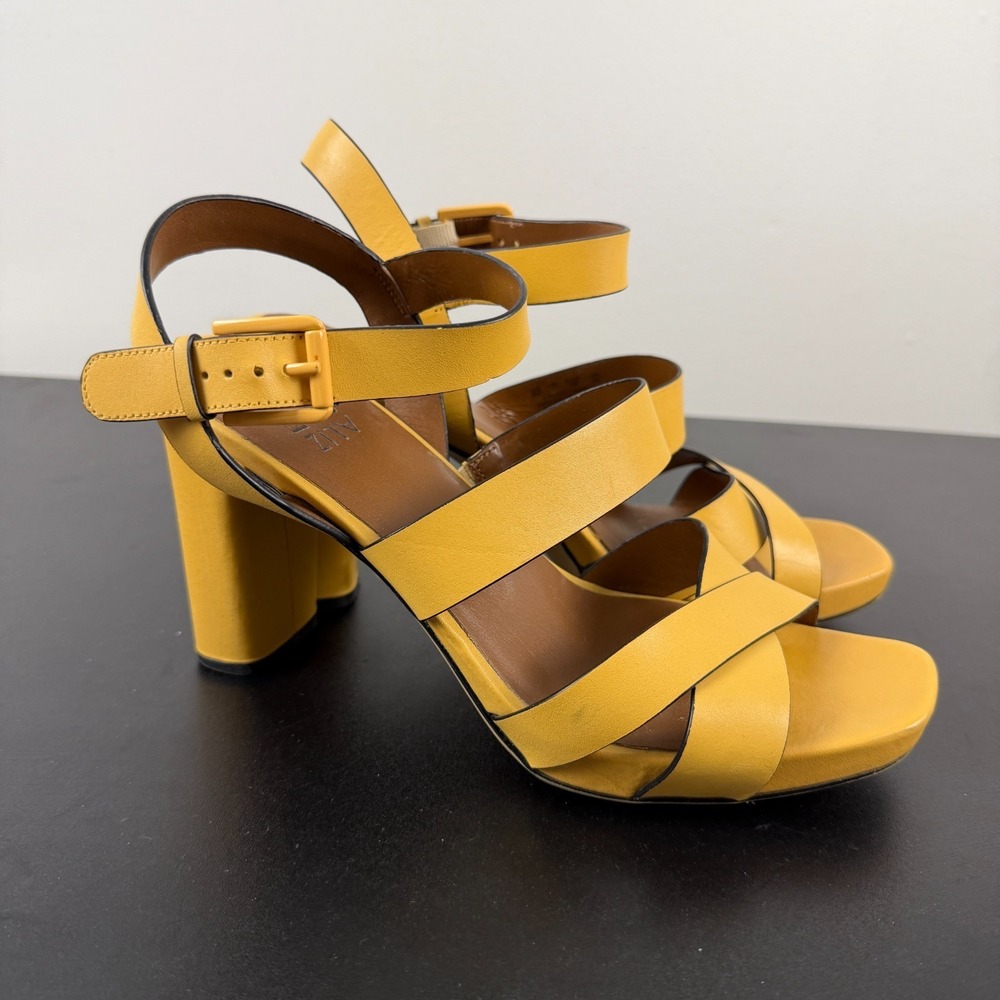 Naturalizer Julisa Block Heel Strappy Sandals Women's 9M Yellow Leather Comfort